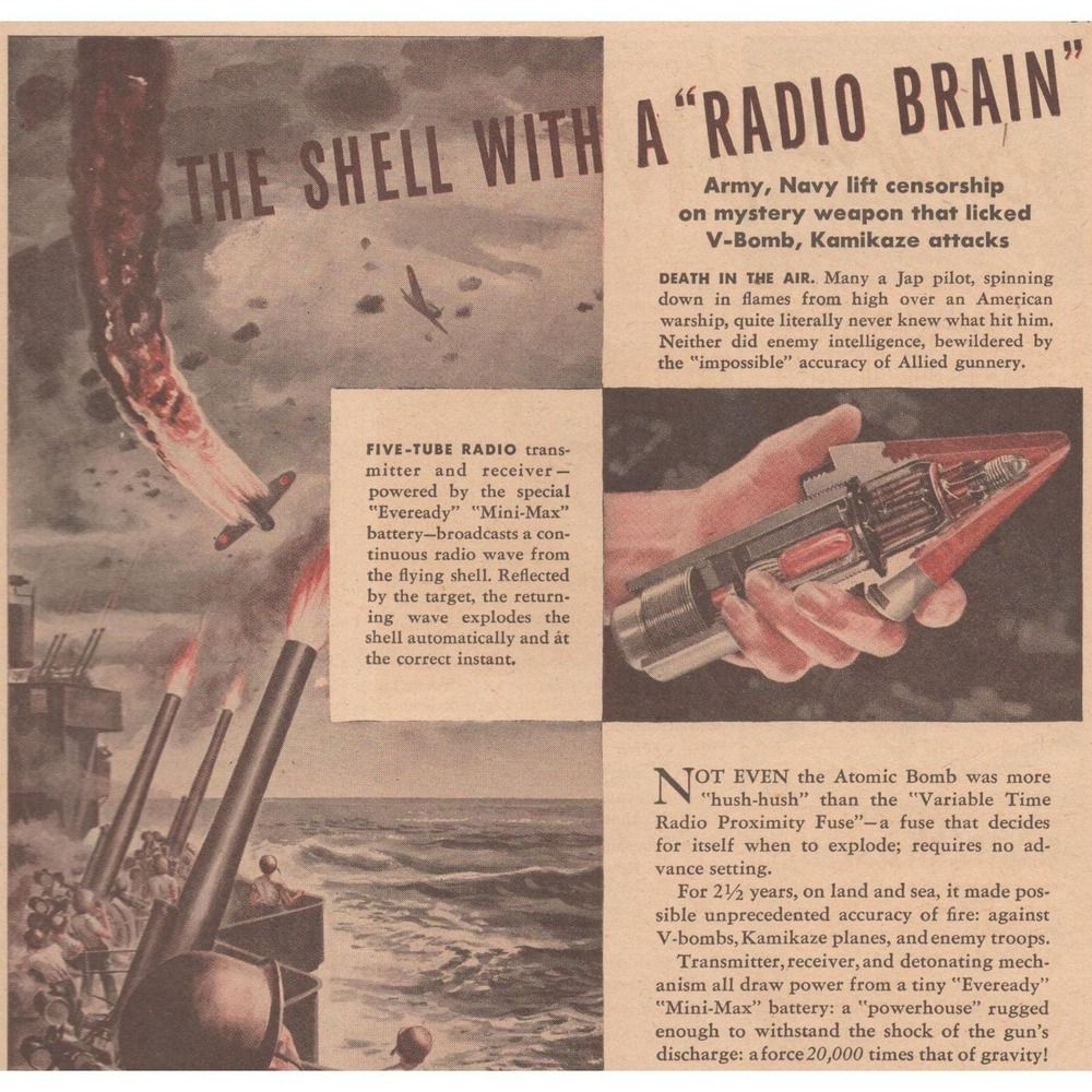Vintage 1946 Eveready Mini Max Battery Radio Brain World War 2 Print‎ Ad